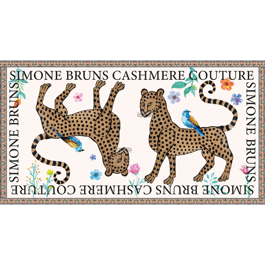 VENICE LEOPARD CASHMERE SCARF - WHITE
