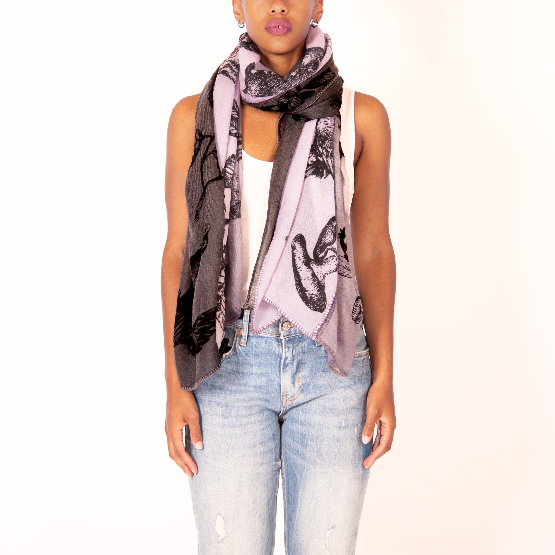 WOODLAND 3 COLOR FELTED CASHMERE SCARF