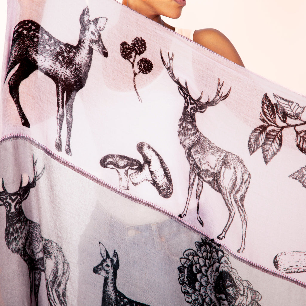 WOODLAND 3 COLOR FELTED CASHMERE SCARF