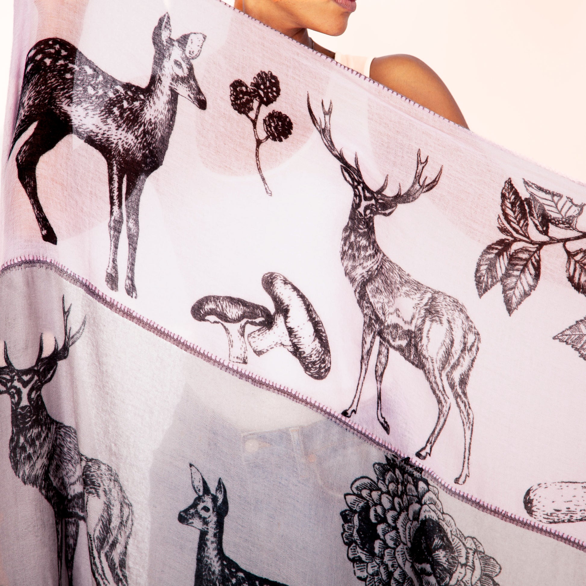 WOODLAND 3 COLOR FELTED CASHMERE SCARF