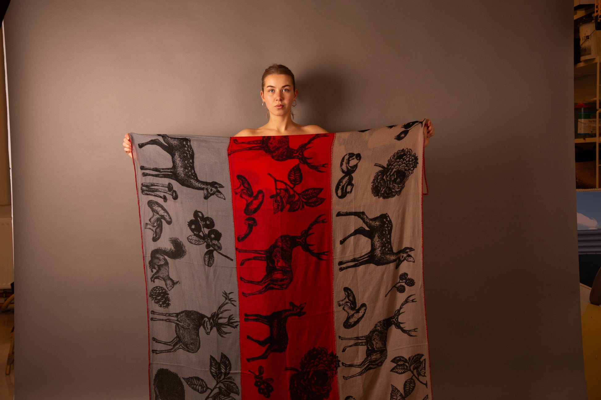 WOODLAND 3 COLOR FELTED CASHMERE SCARF