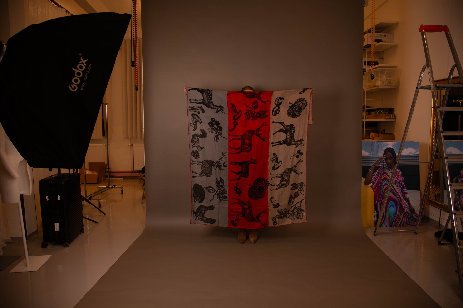 WOODLAND 3 COLOR FELTED CASHMERE SCARF