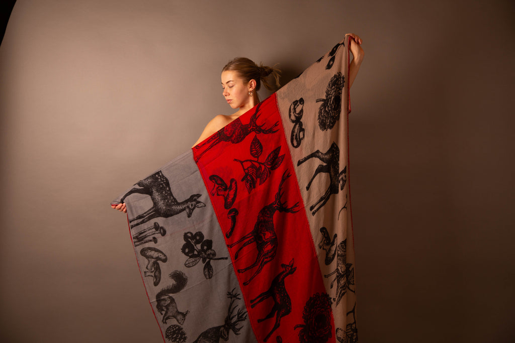 WOODLAND 3 COLOR FELTED CASHMERE SCARF