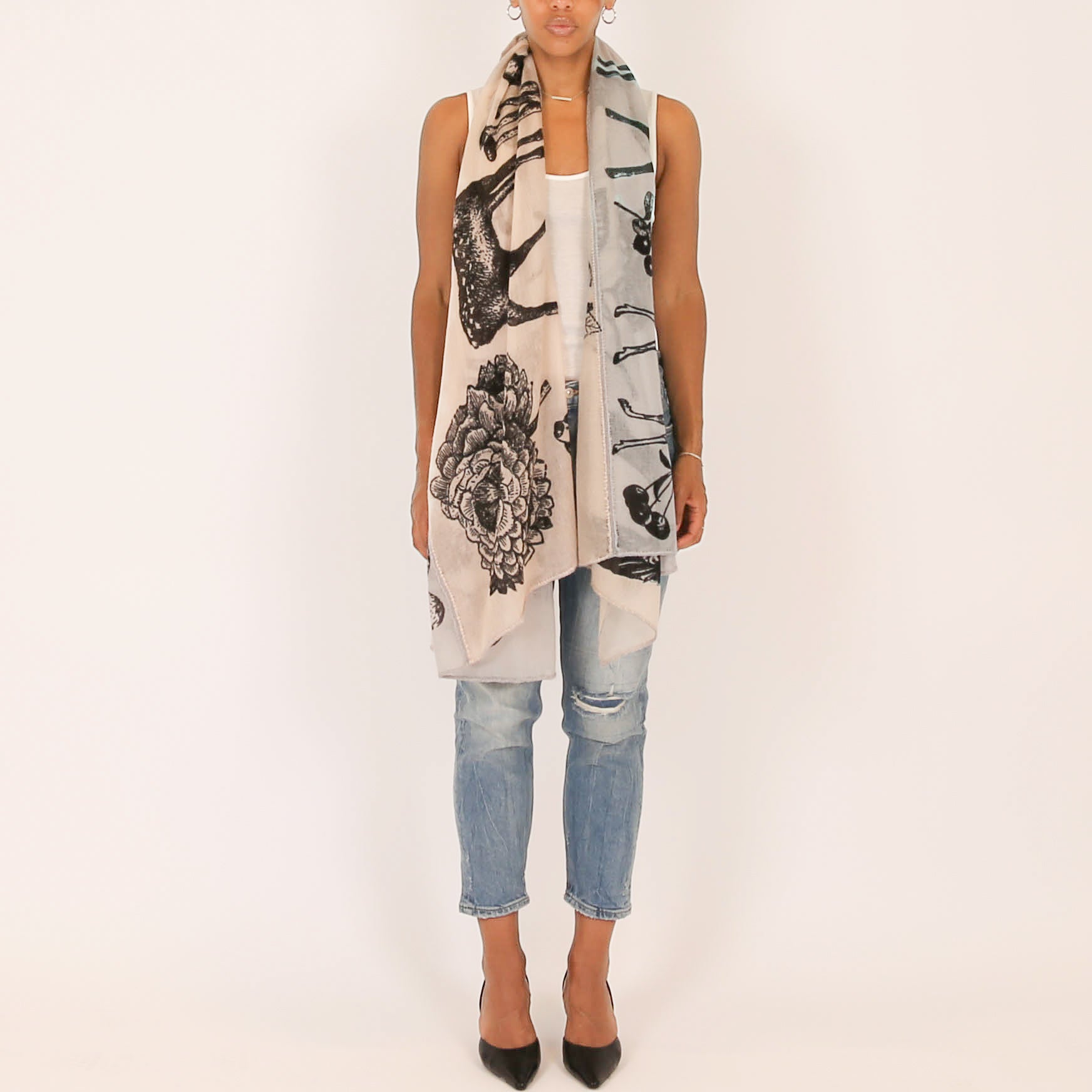 WOODLAND 3 COLOR FELTED CASHMERE SCARF