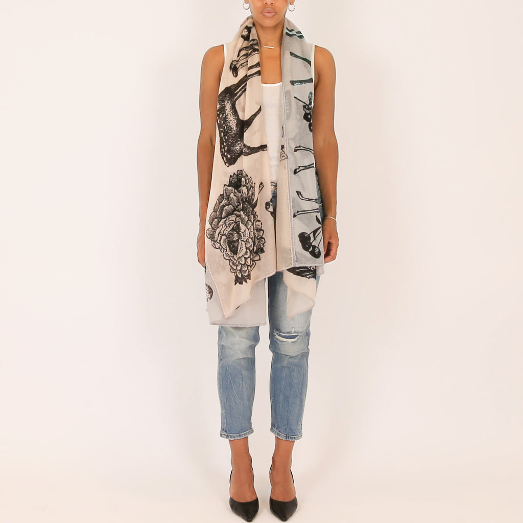 WOODLAND 3 COLOR FELTED CASHMERE SCARF