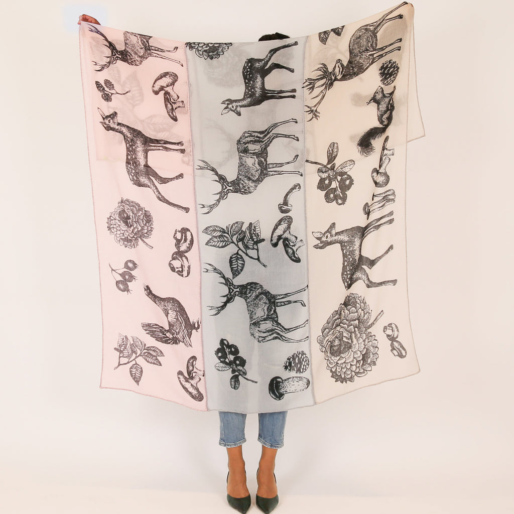 WOODLAND 3 COLOR FELTED CASHMERE SCARF