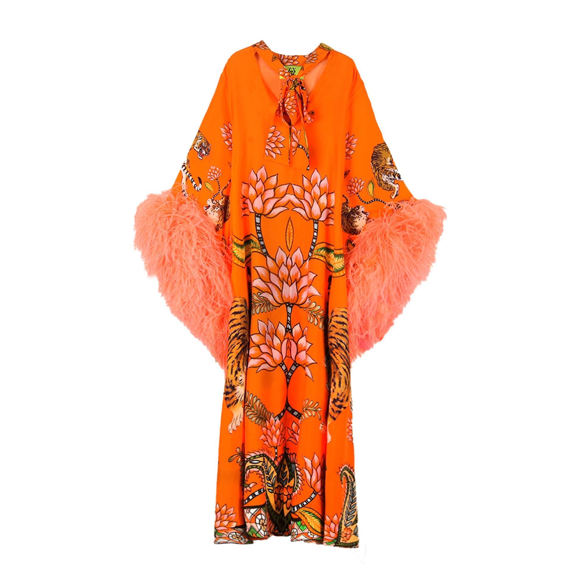 TIGER PRINCESS DRESS WITH FEATHERS