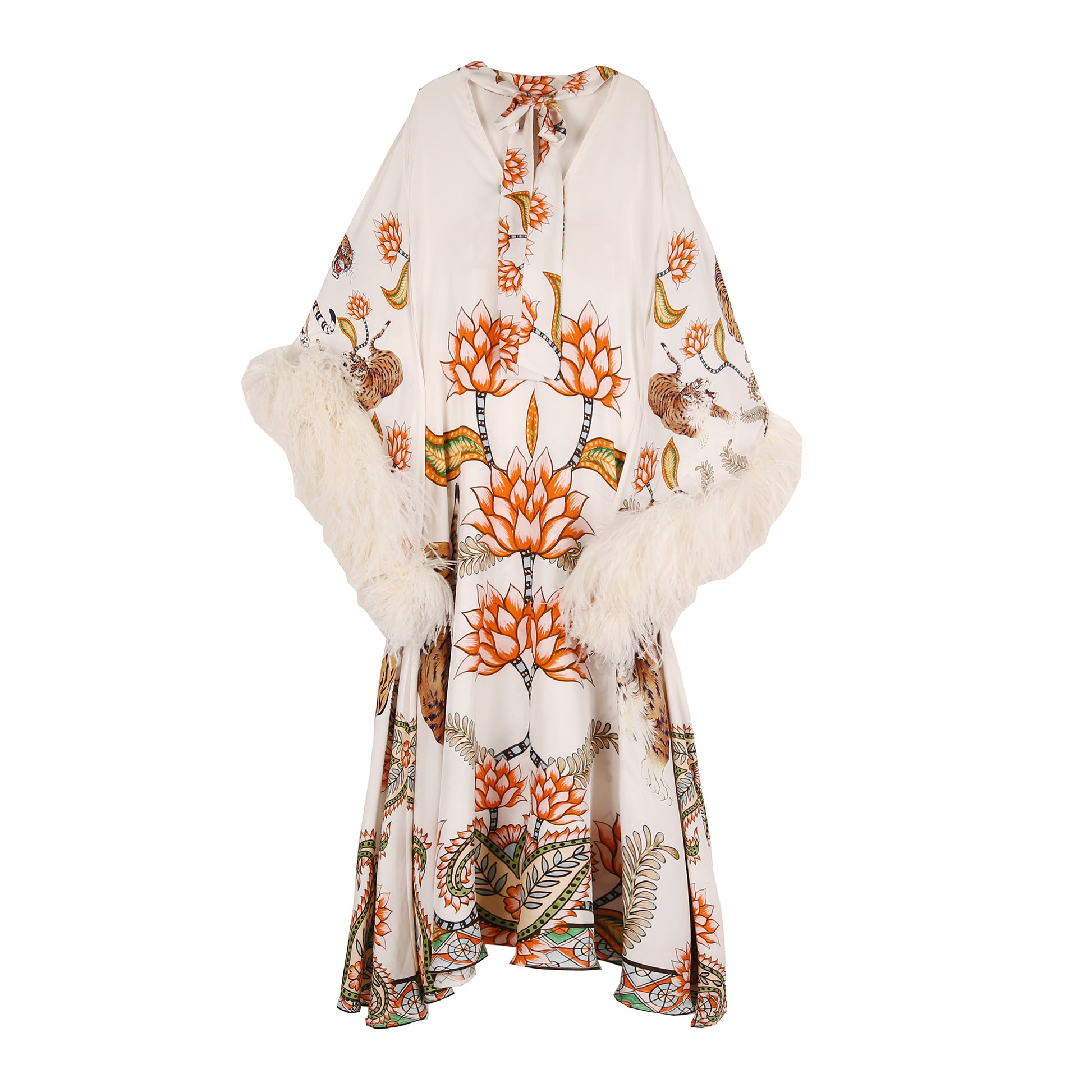 TIGER PRINCESS DRESS WITH FEATHERS