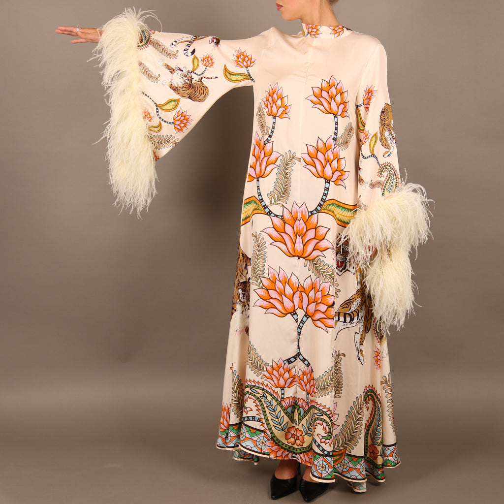 TIGER PRINCESS DRESS WITH FEATHERS