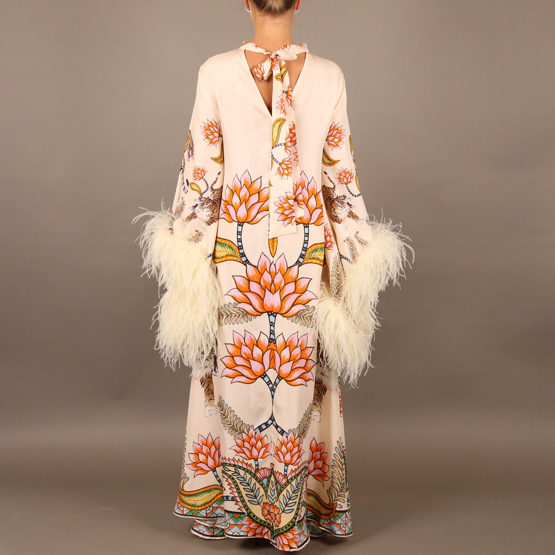 TIGER PRINCESS DRESS WITH FEATHERS