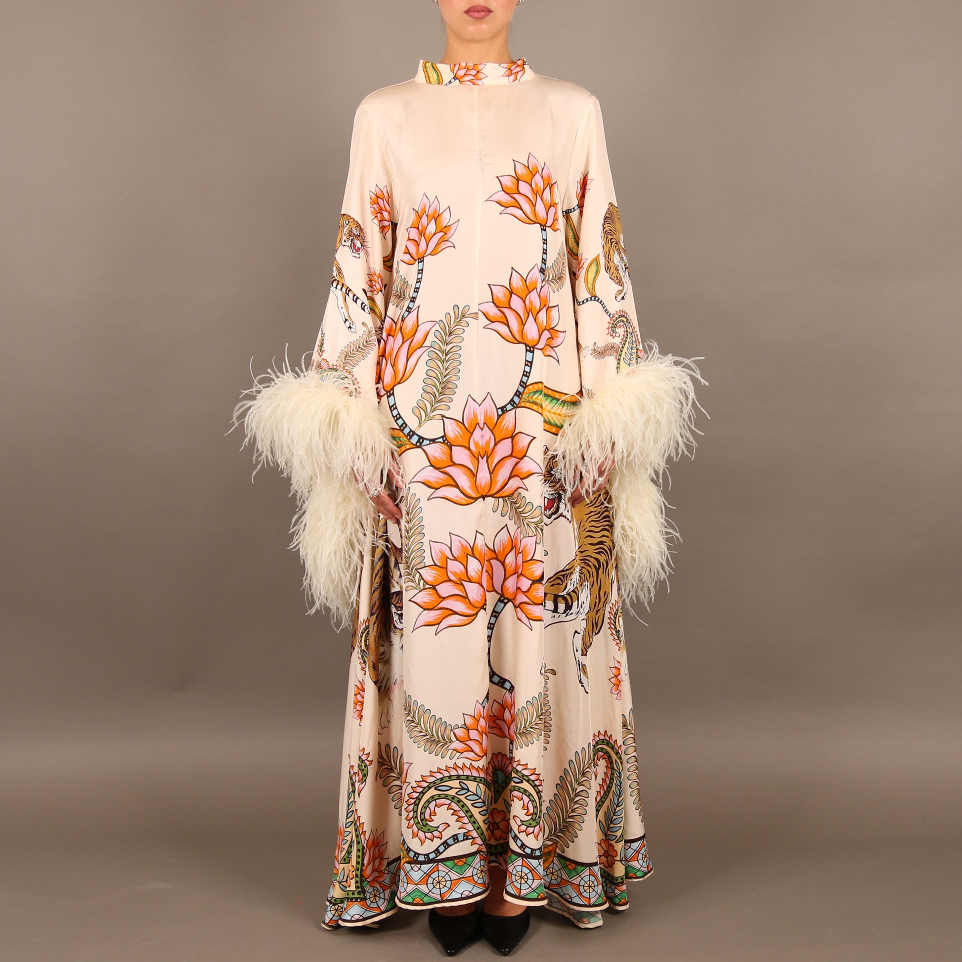 TIGER PRINCESS DRESS WITH FEATHERS