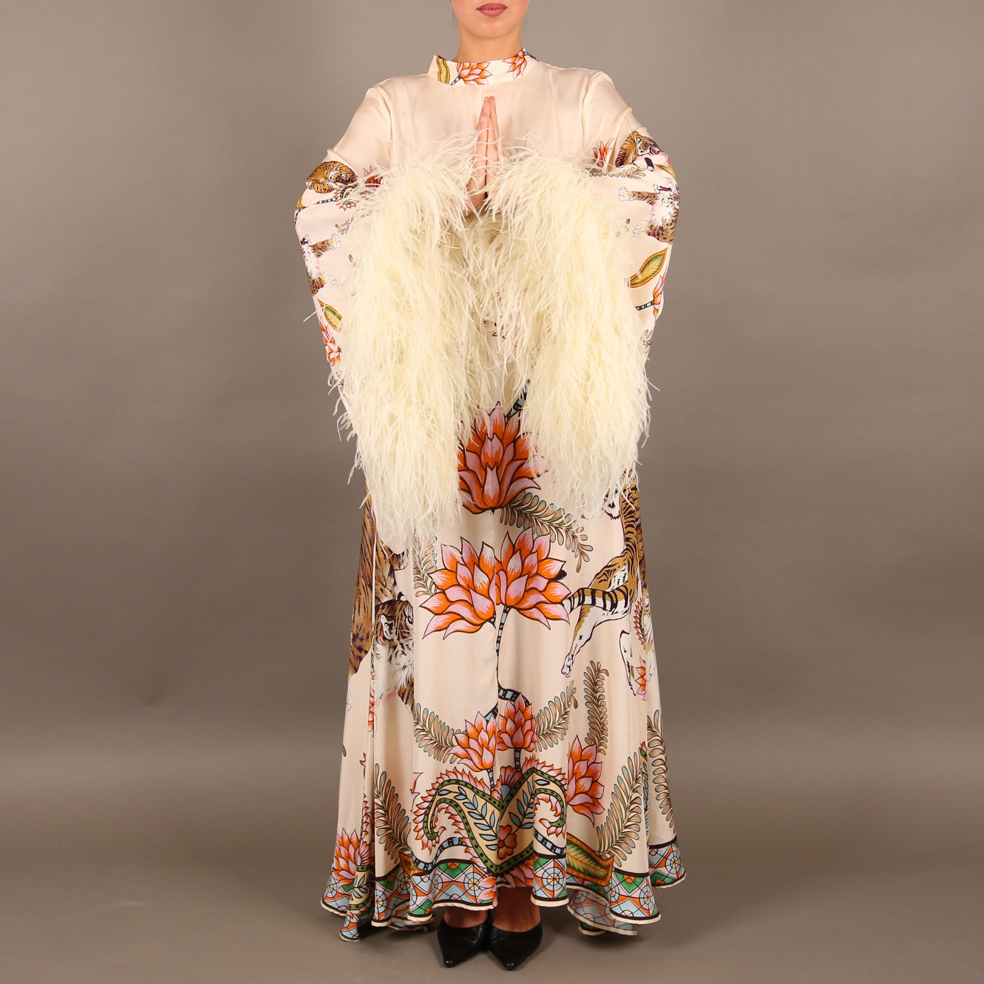 TIGER PRINCESS DRESS WITH FEATHERS