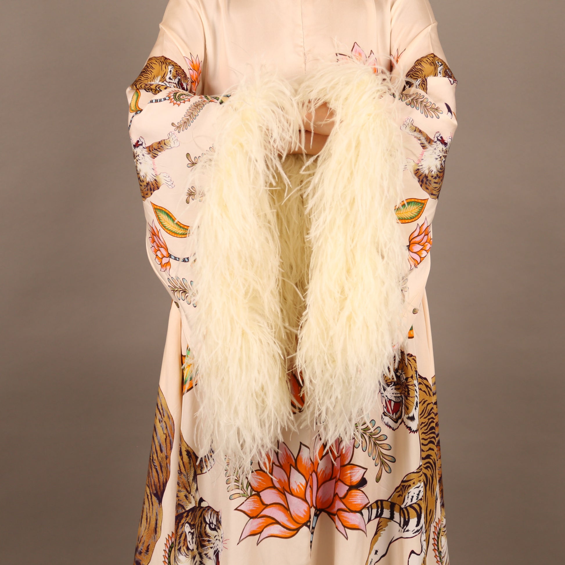 TIGER PRINCESS DRESS WITH FEATHERS