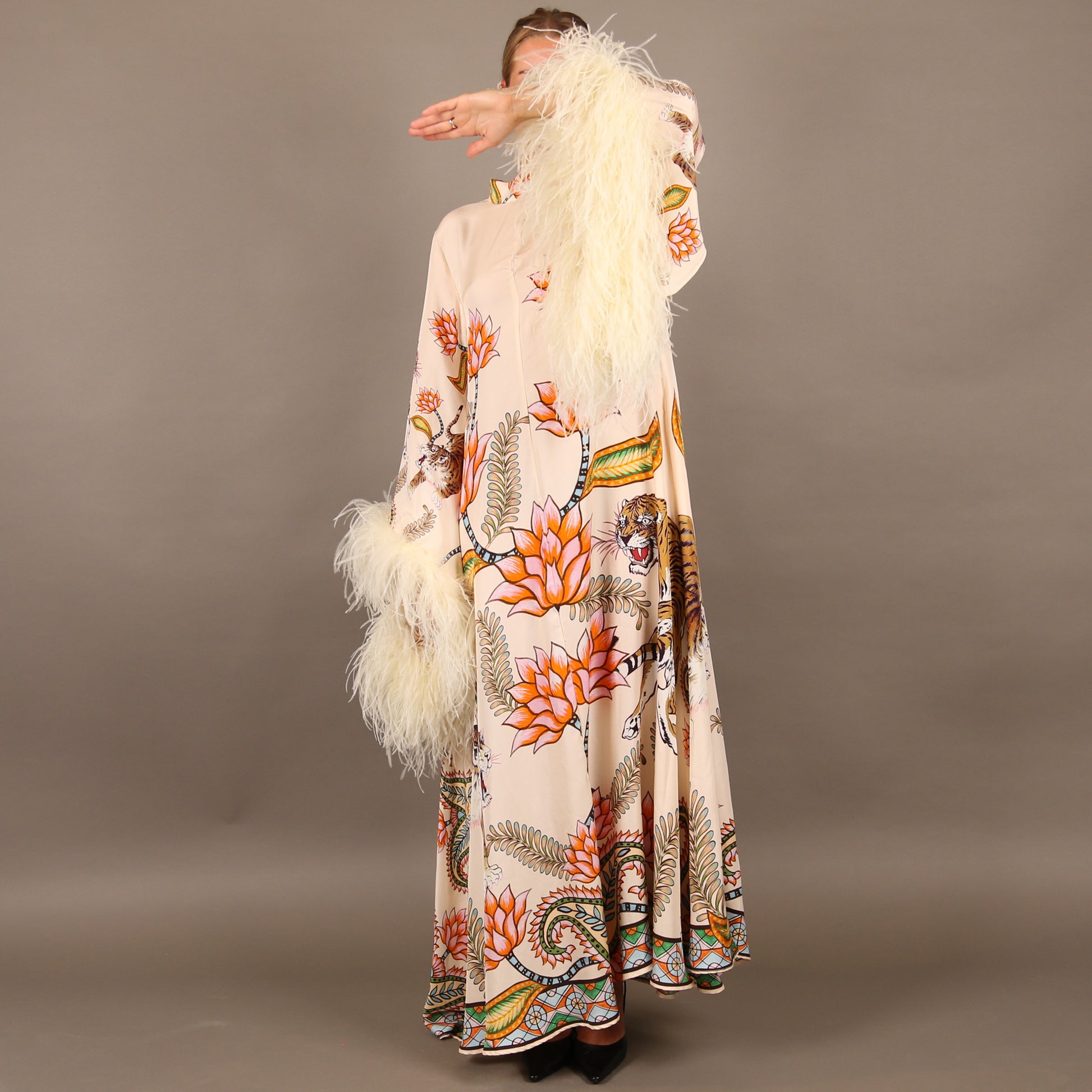 TIGER PRINCESS DRESS WITH FEATHERS