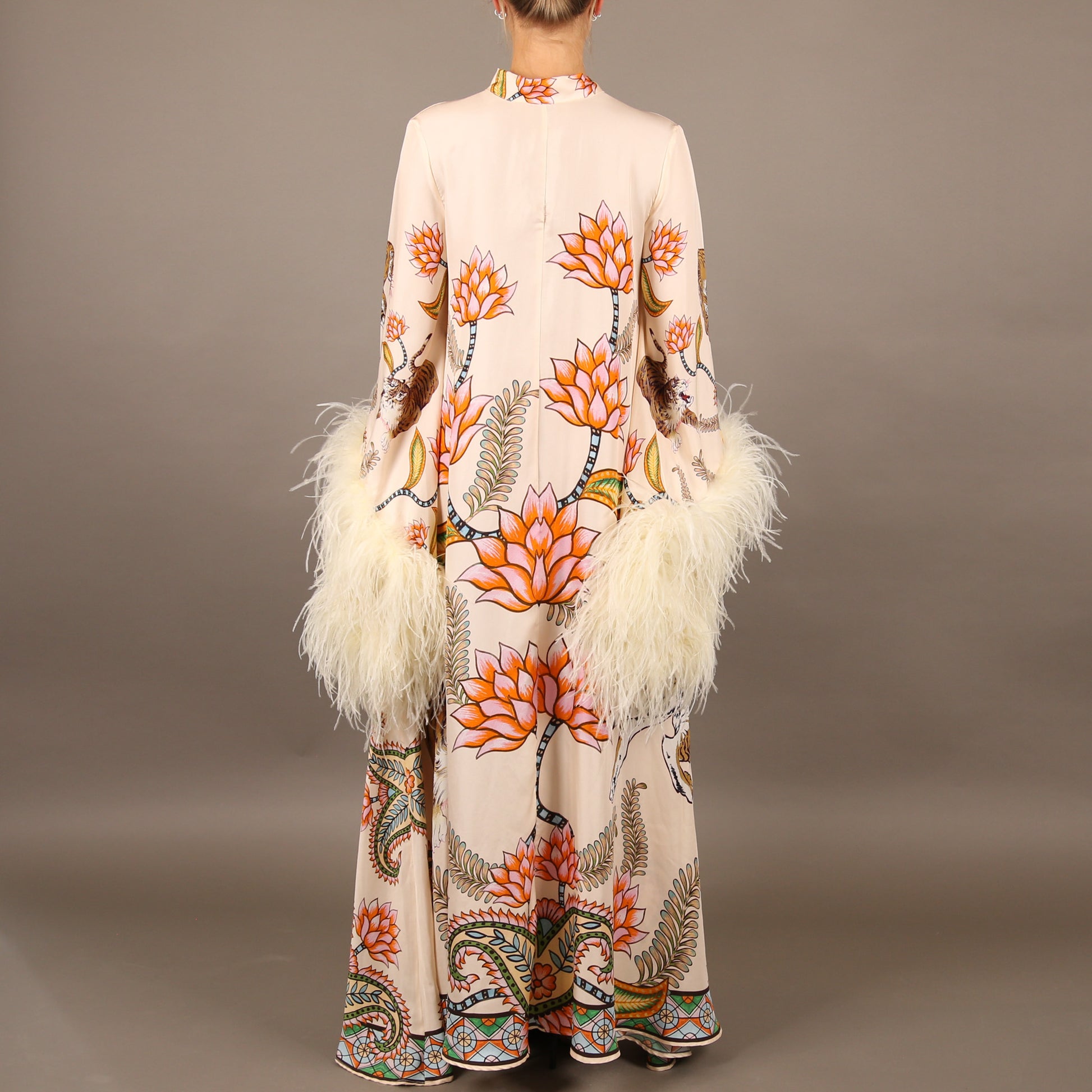 TIGER PRINCESS DRESS WITH FEATHERS