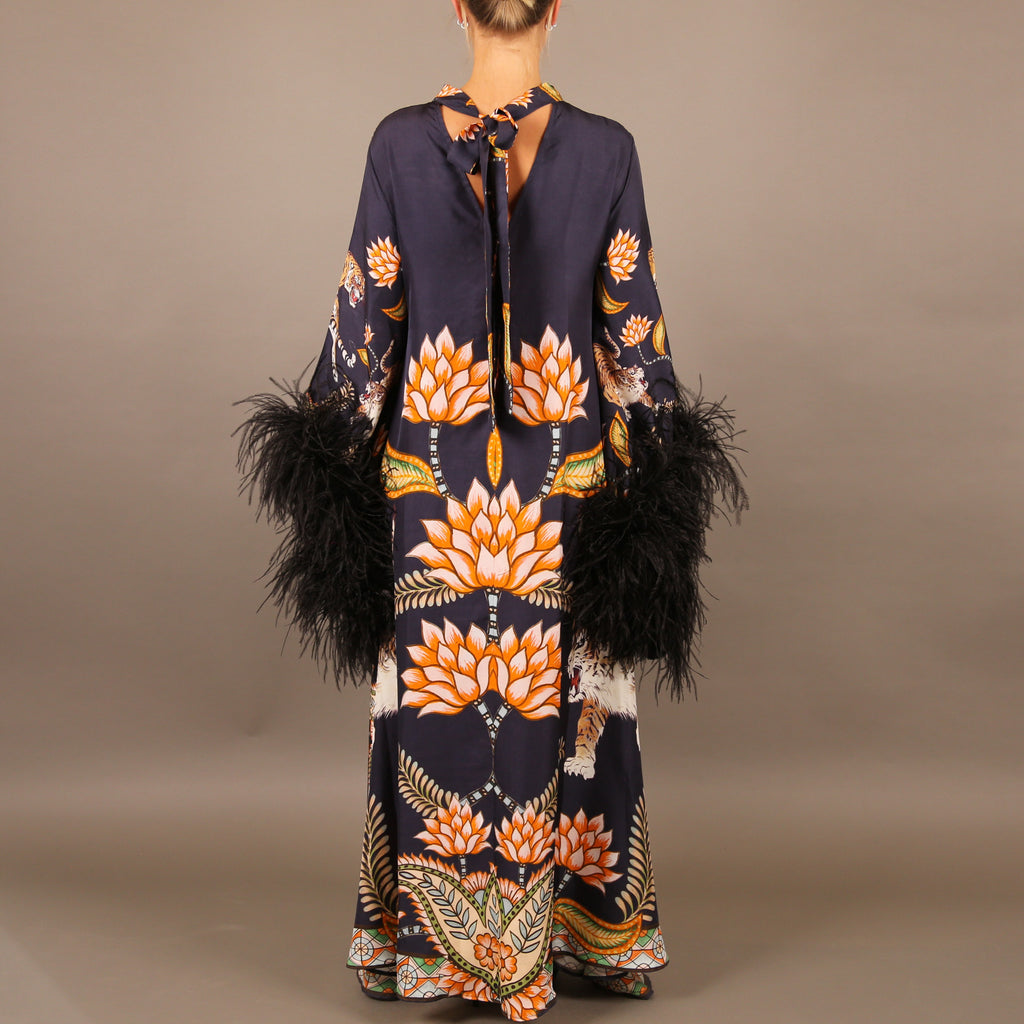 TIGER PRINCESS DRESS WITH FEATHERS