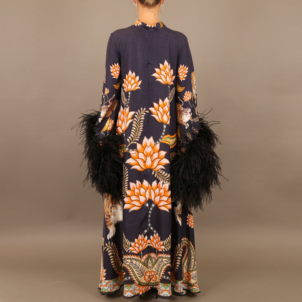 TIGER PRINCESS DRESS WITH FEATHERS