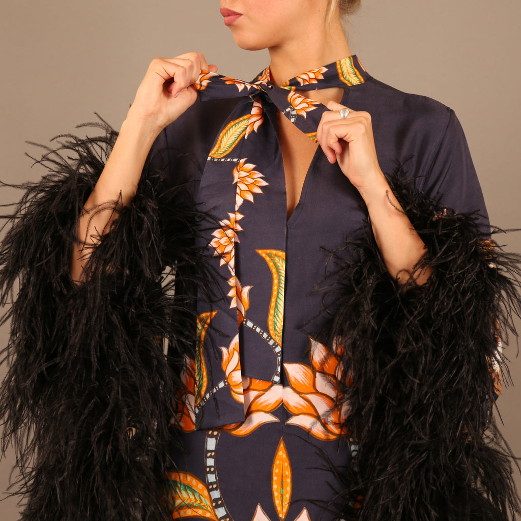 TIGER PRINCESS DRESS WITH FEATHERS