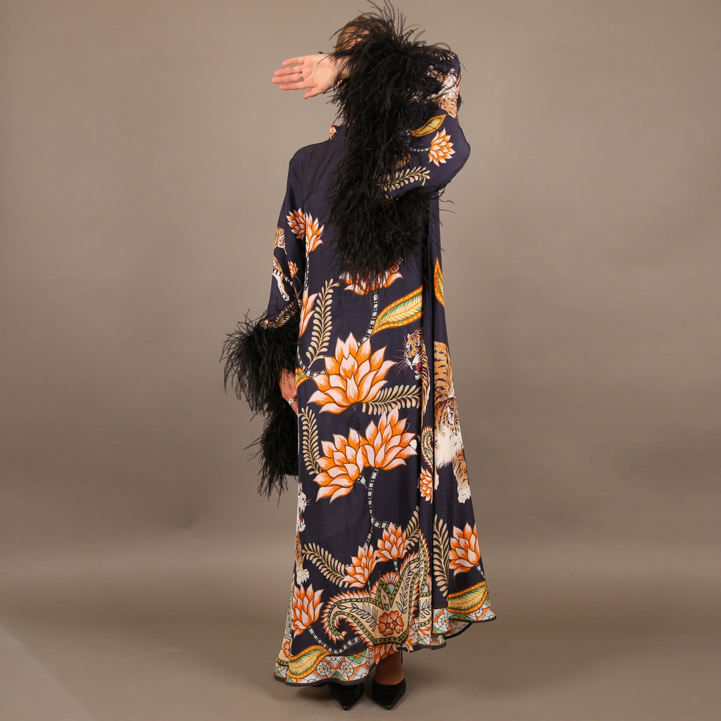 TIGER PRINCESS DRESS WITH FEATHERS