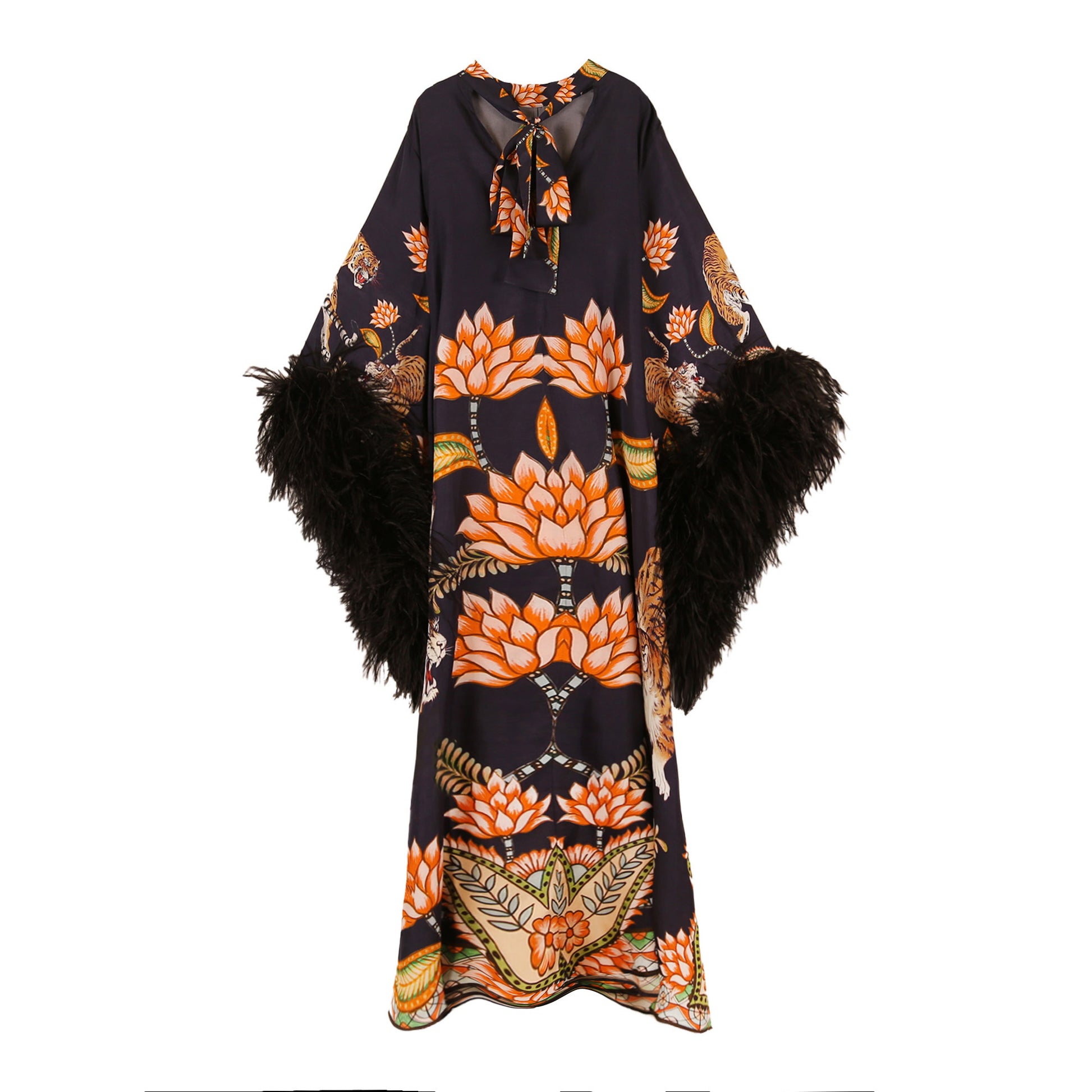 TIGER PRINCESS DRESS WITH FEATHERS