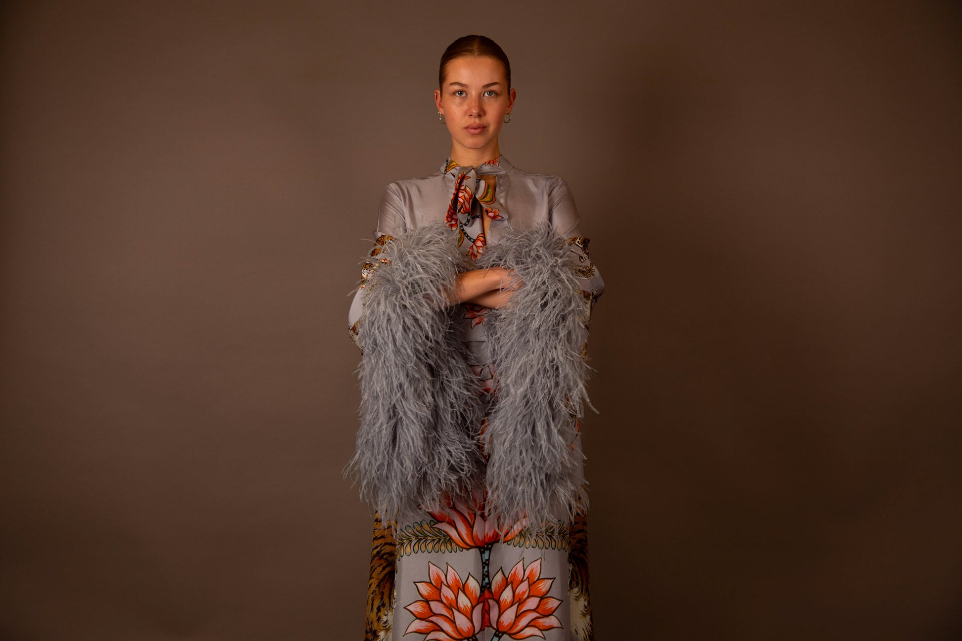 TIGER PRINCESS DRESS WITH FEATHERS