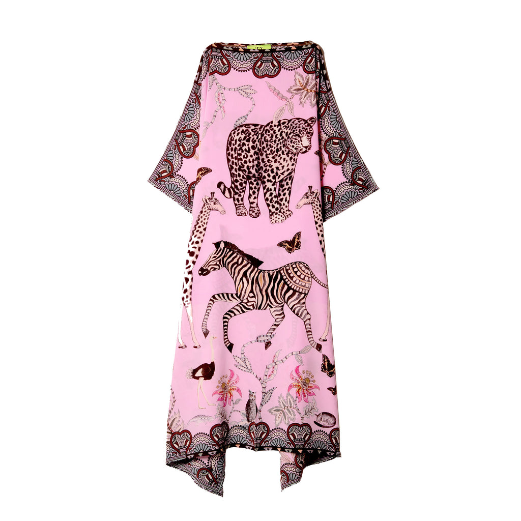 WILDLIFE SILK TUNIC - ROSE