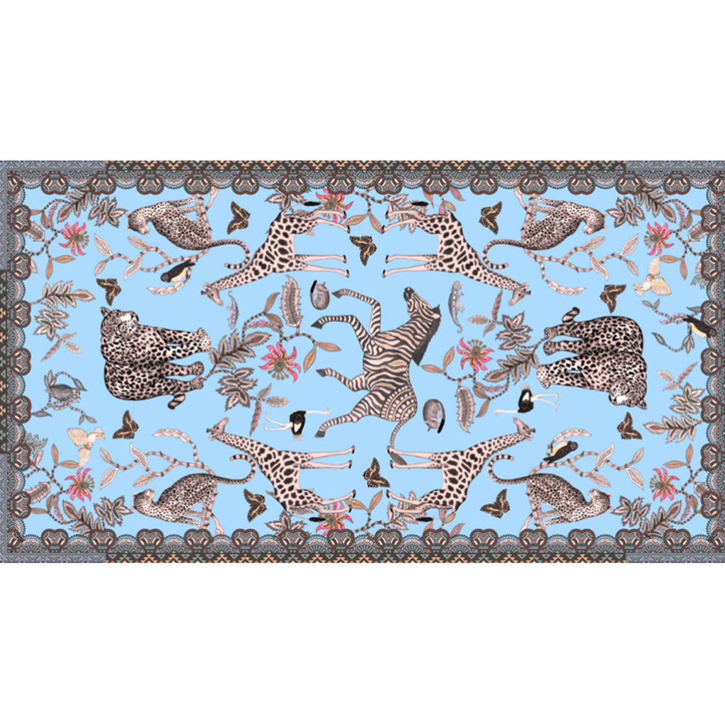 WILDLIFE CASHMERE SCARF - LIGHT BLUE