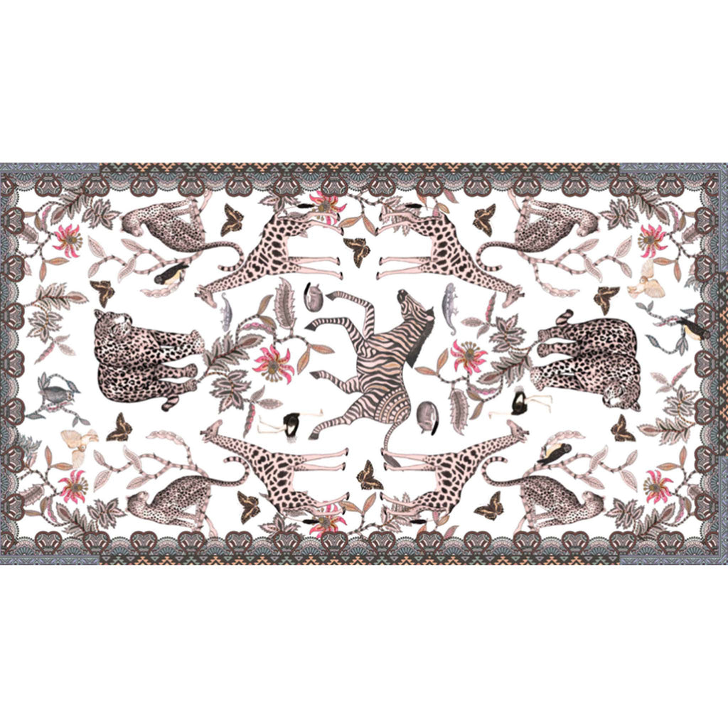 WILDLIFE CASHMERE SCARF - WHITE