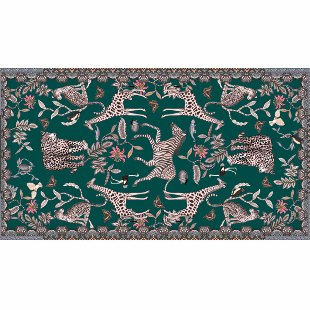 WILDLIFE CASHMERE SCARF -  GREEN