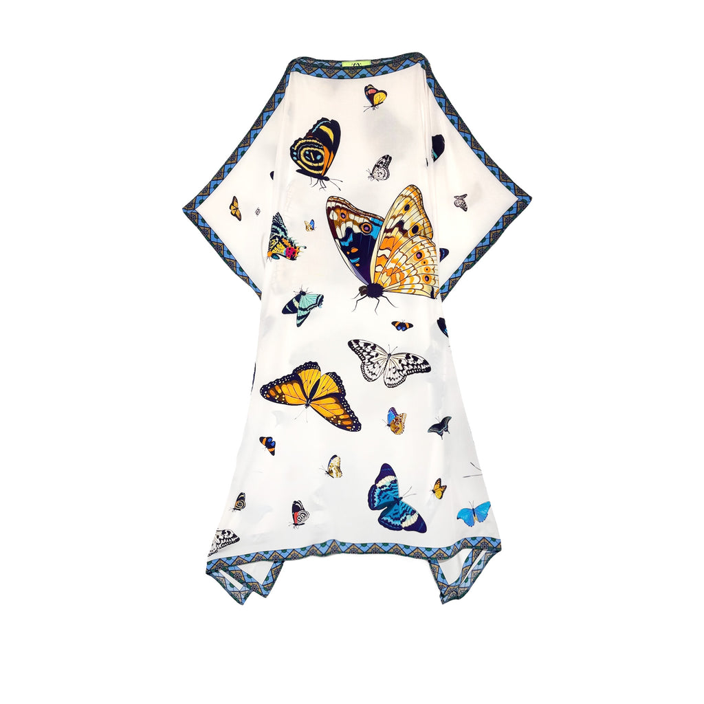 VENICE BUTTERFLY SILK TUNIC - WHITE
