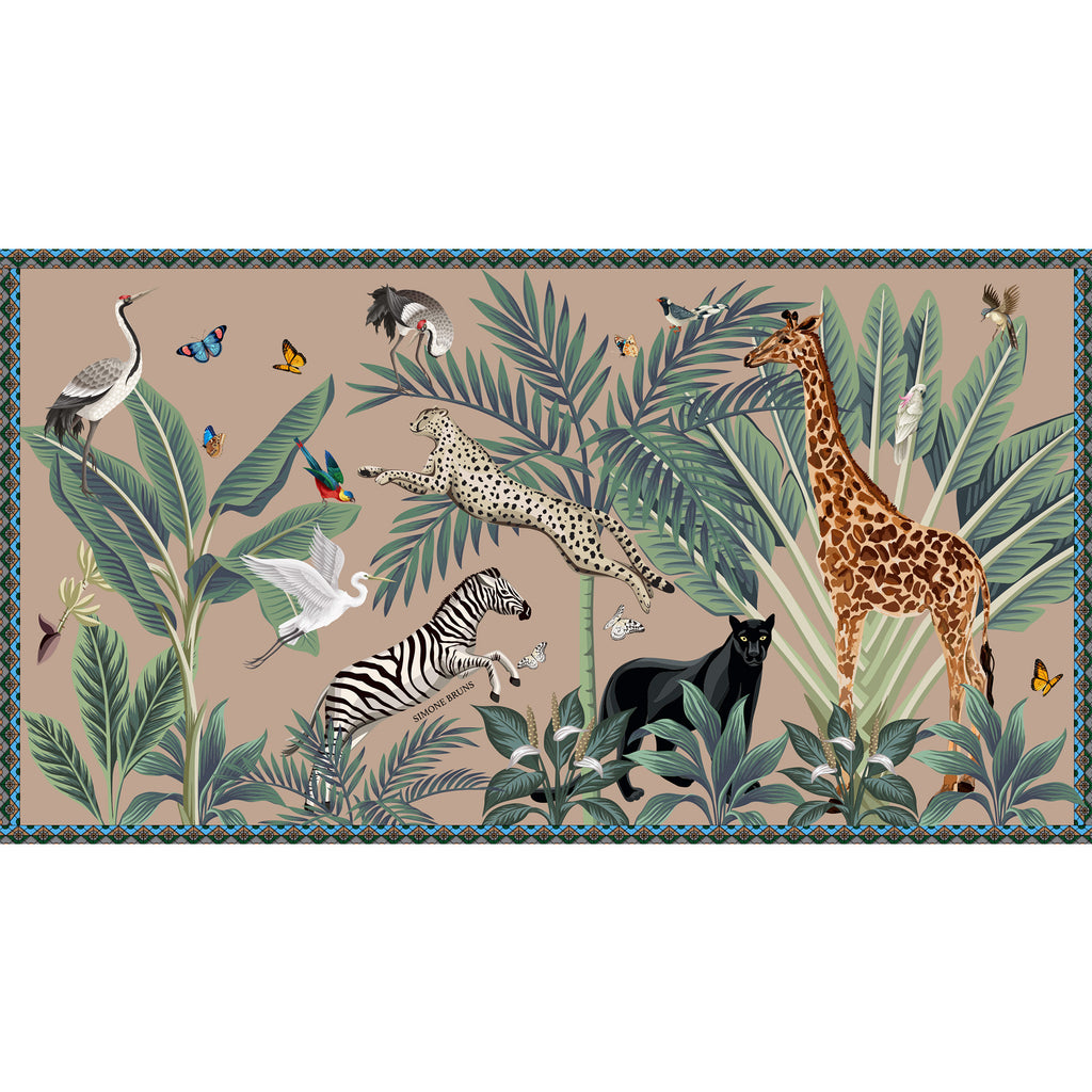 VENICE ANIMAL CASHMERE SCARF - TAUPE