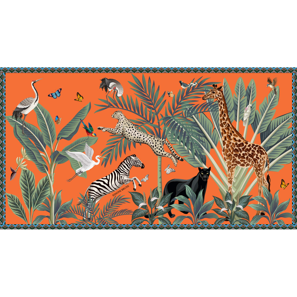 VENICE ANIMAL CASHMERE SCARF - ORANGE