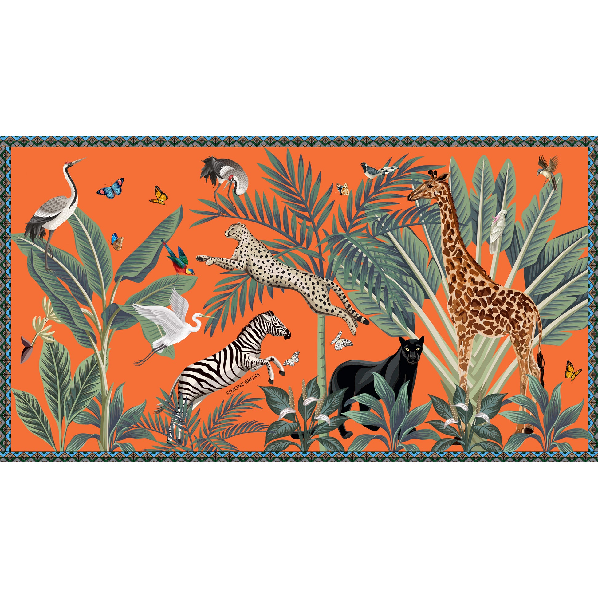 VENICE ANIMAL CASHMERE SCARF - ORANGE