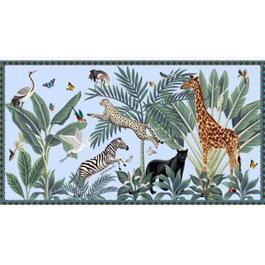 VENICE ANIMAL CASHMERE SCARF - LIGHT BLUE