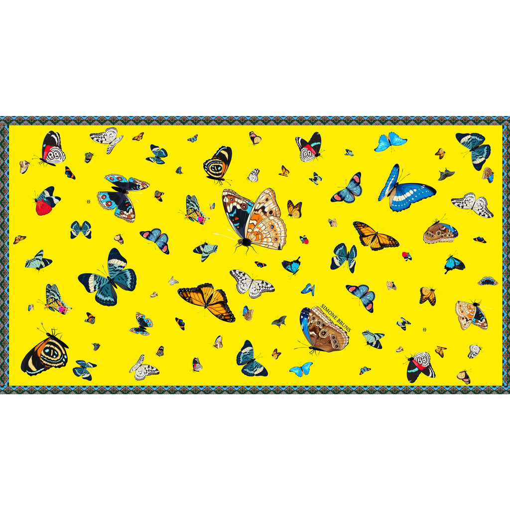 VENICE BUTTERFLY CASHMERE SCARF - YELLOW