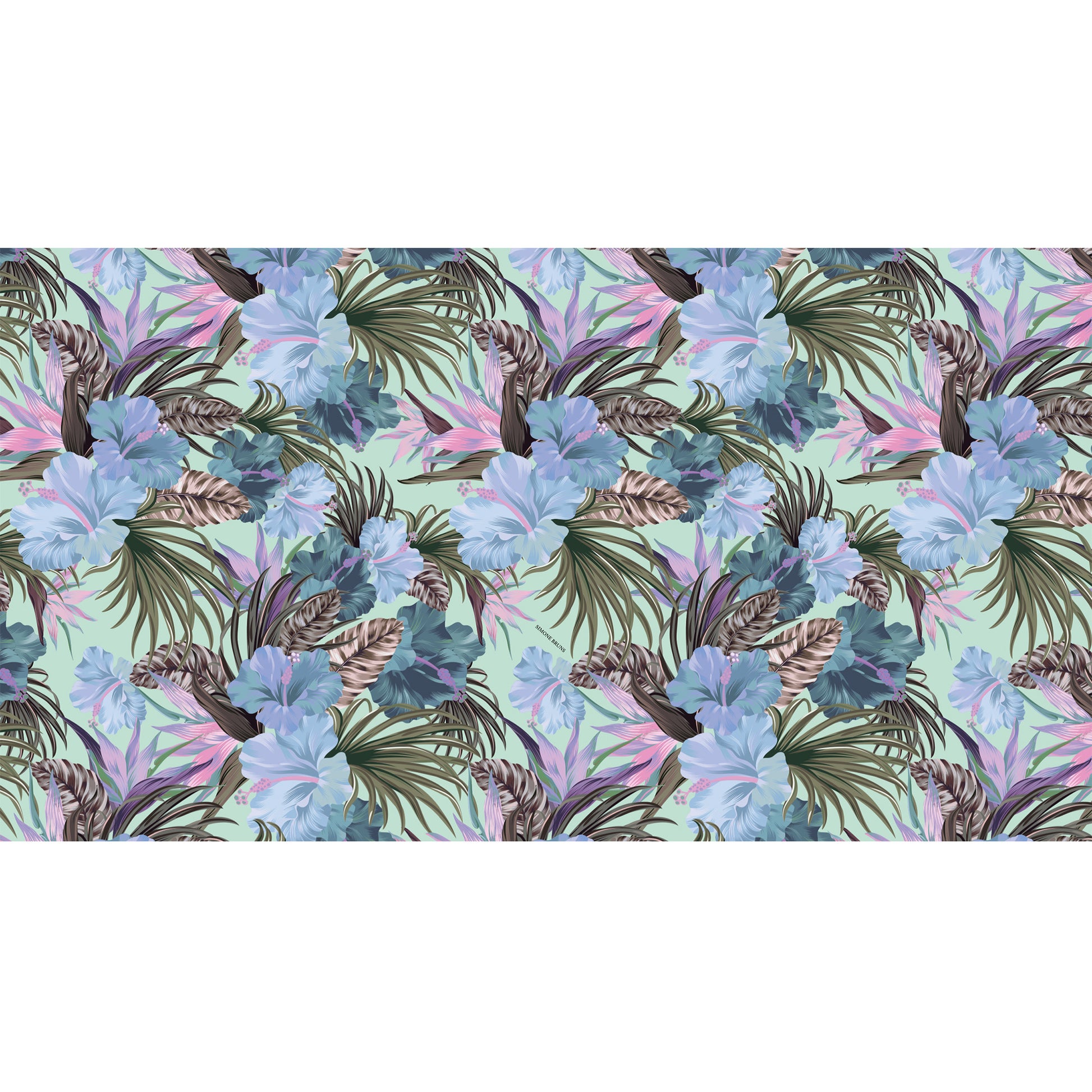 HIBISCUS CASHMERE SCARF - MINT