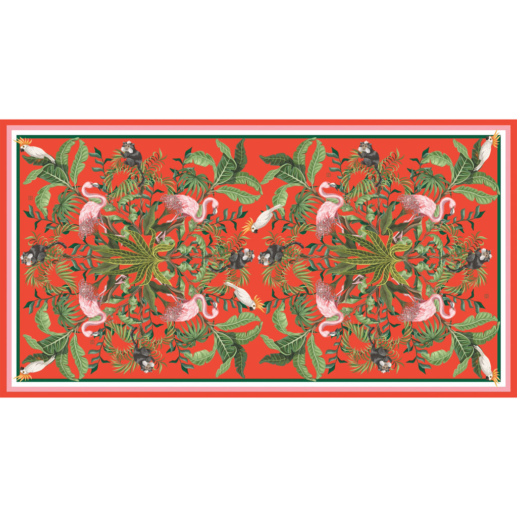 JUNGLE ANIMALS CASHMERE SCARF - CORAL