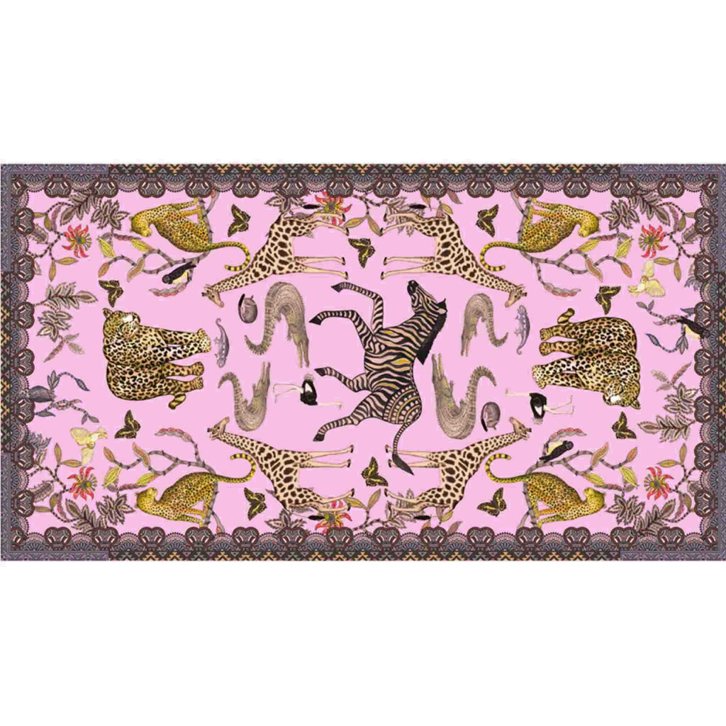 WILDLIFE CASHMERE SCARF - PINK