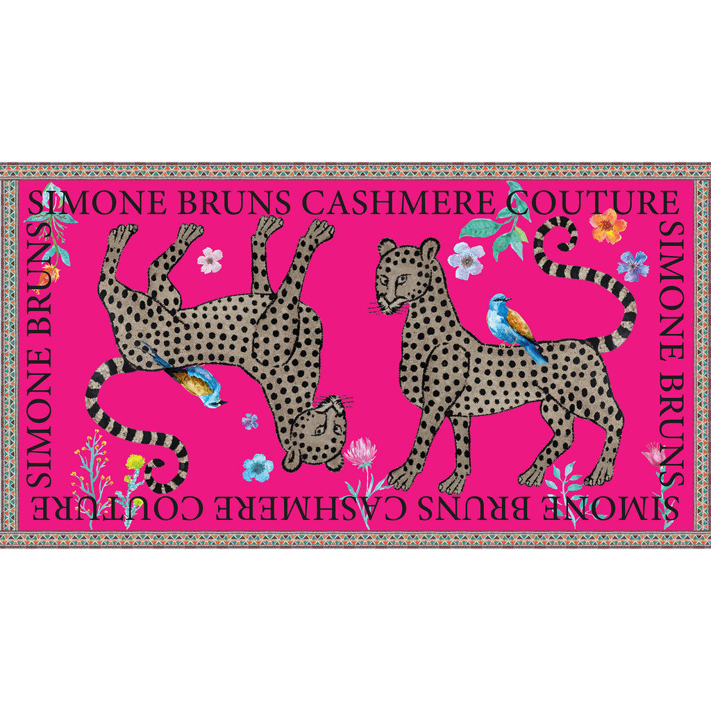 VENICE LEOPARD CASHMERE SCARF - DAYGLOW