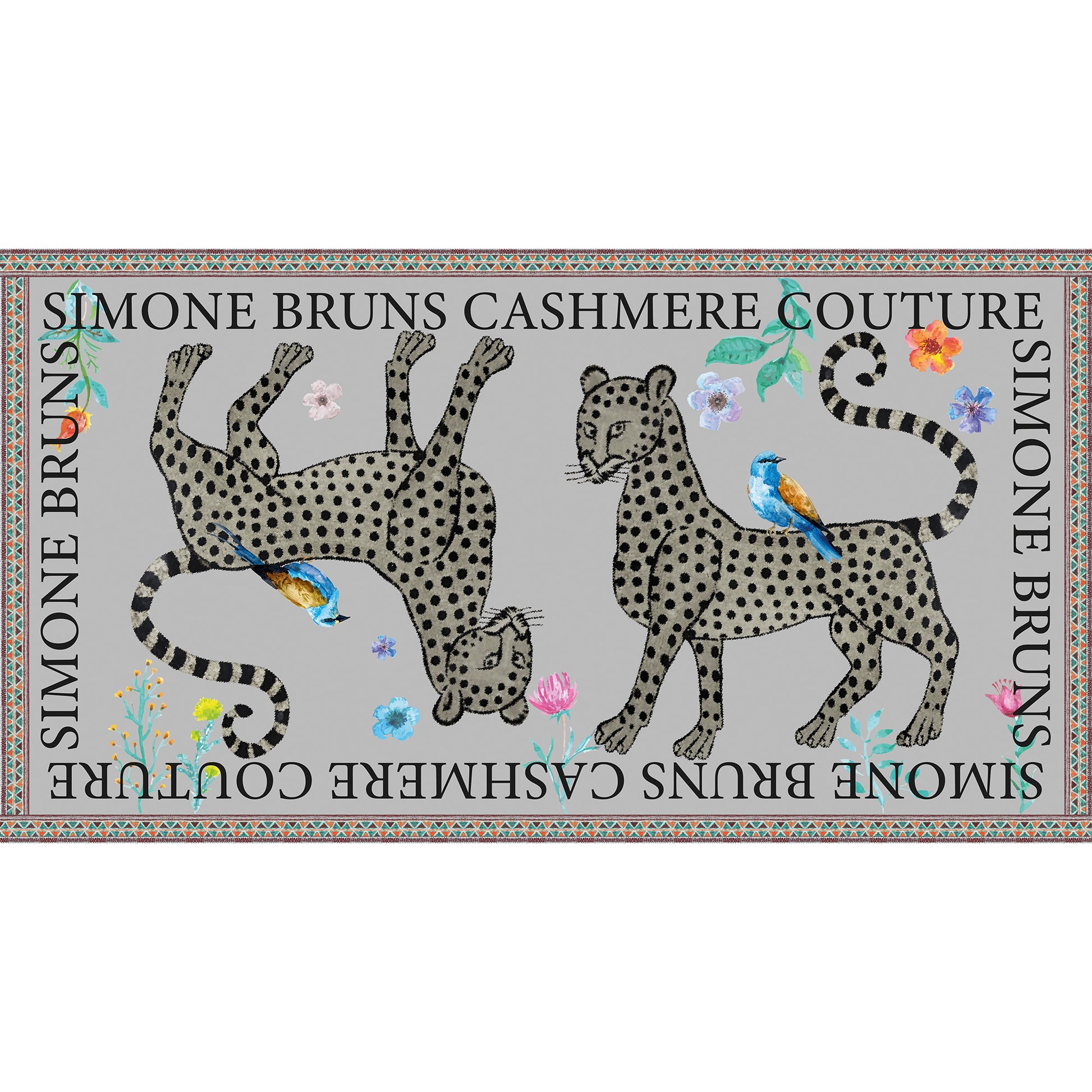 VENICE LEOPARD CASHMERE SCARF - LIGHT GREY