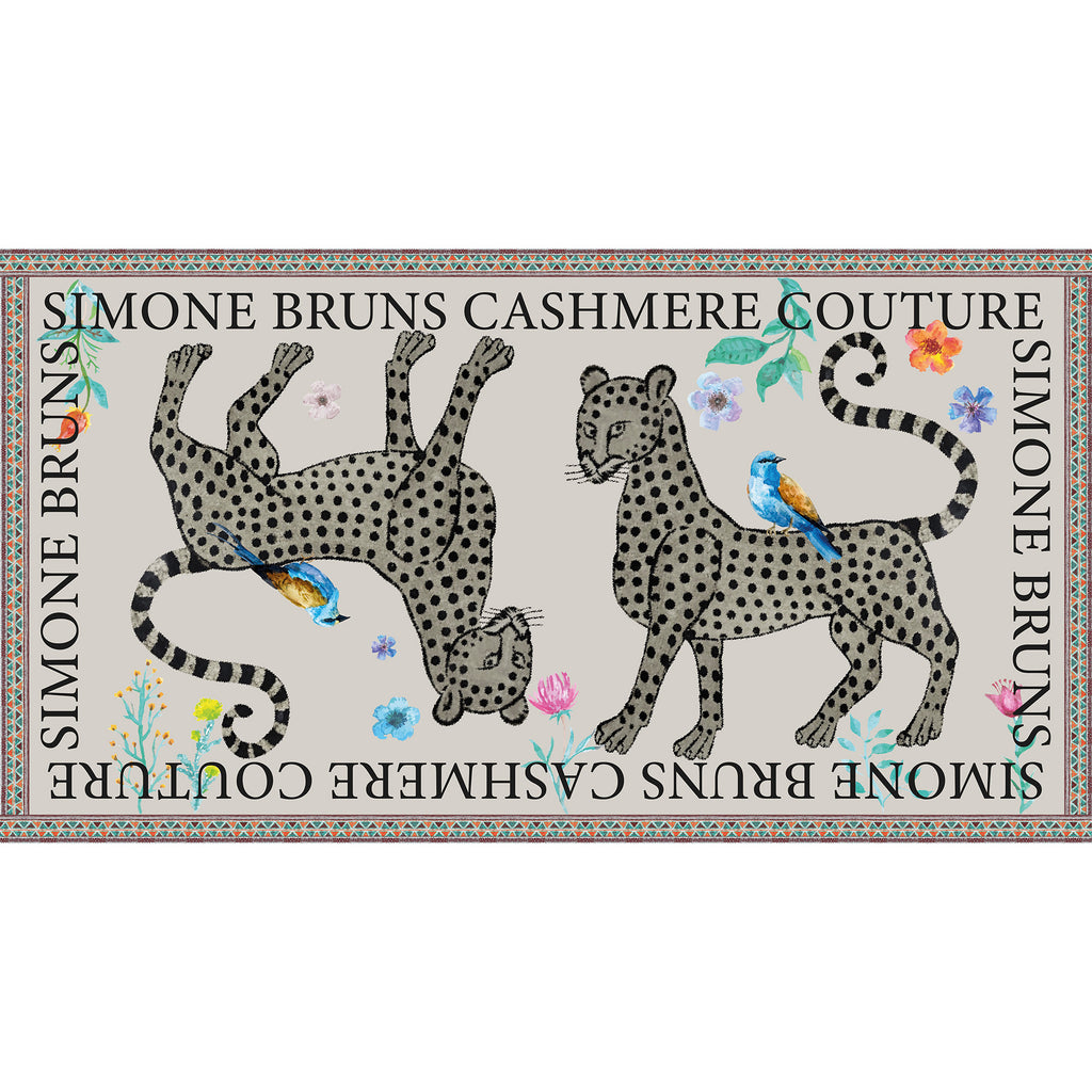 VENICE LEOPARD CASHMERE SCARF - OFF WHITE