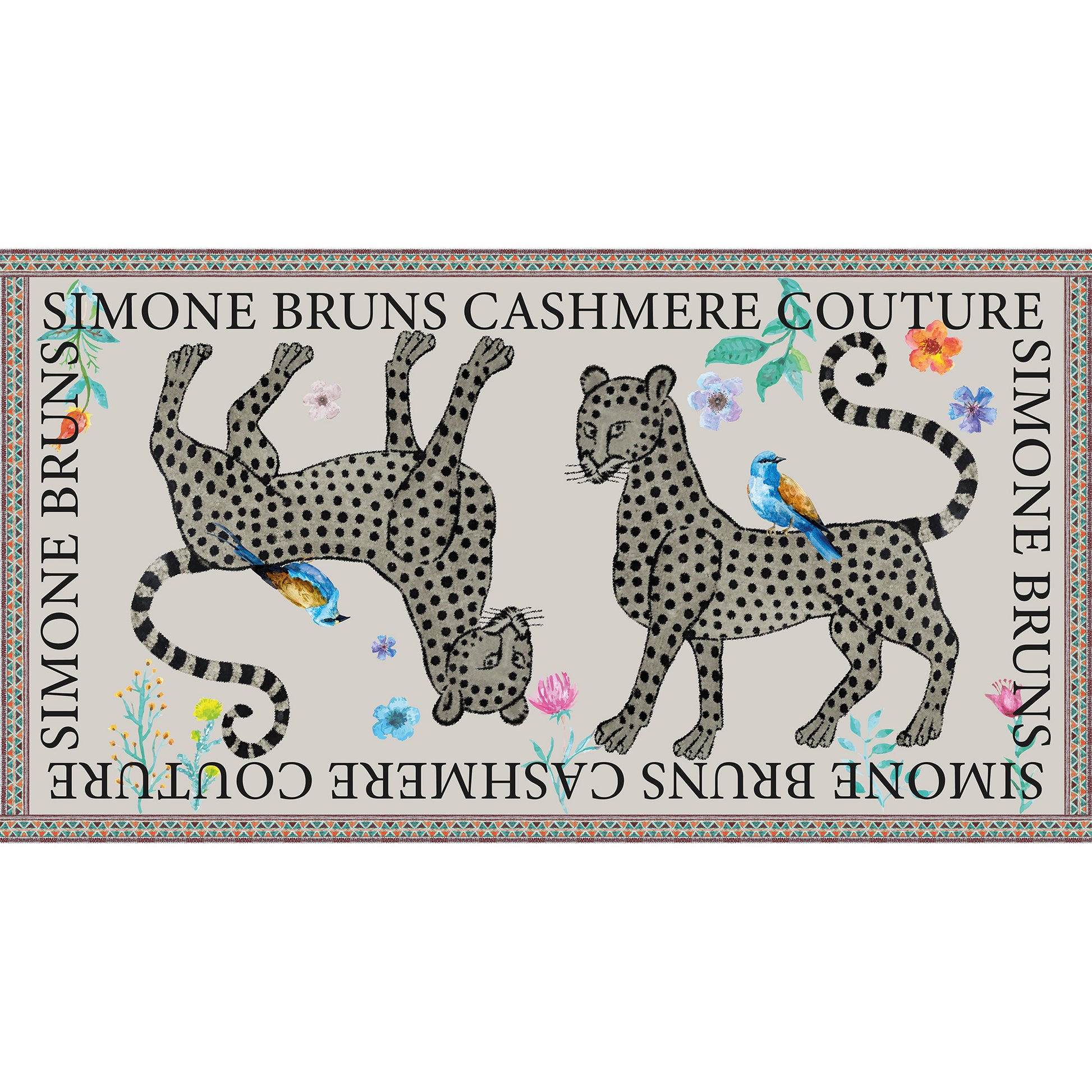 VENICE LEOPARD CASHMERE SCARF - OFF WHITE