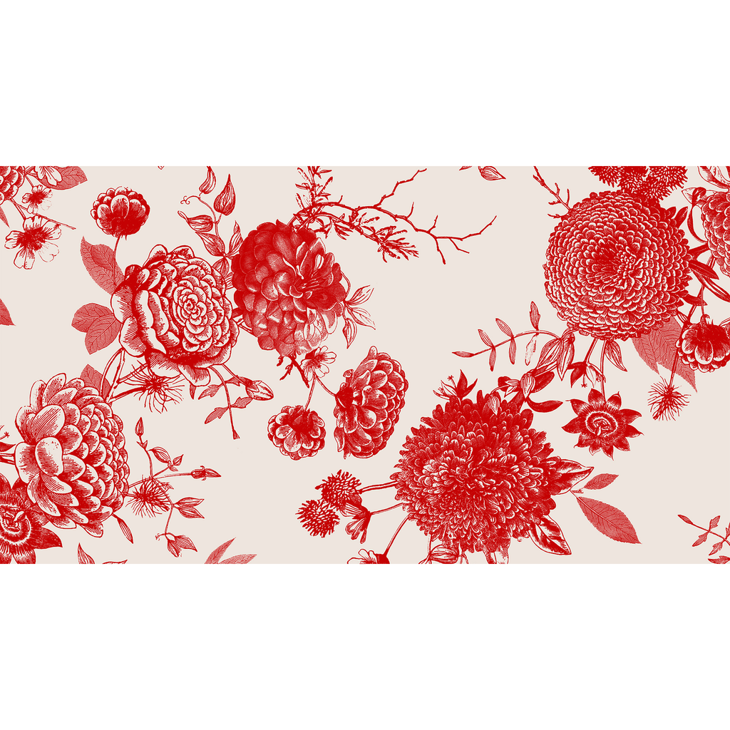 FLOWER EXPLOSION CASHMERE SCARF - CREME/RED