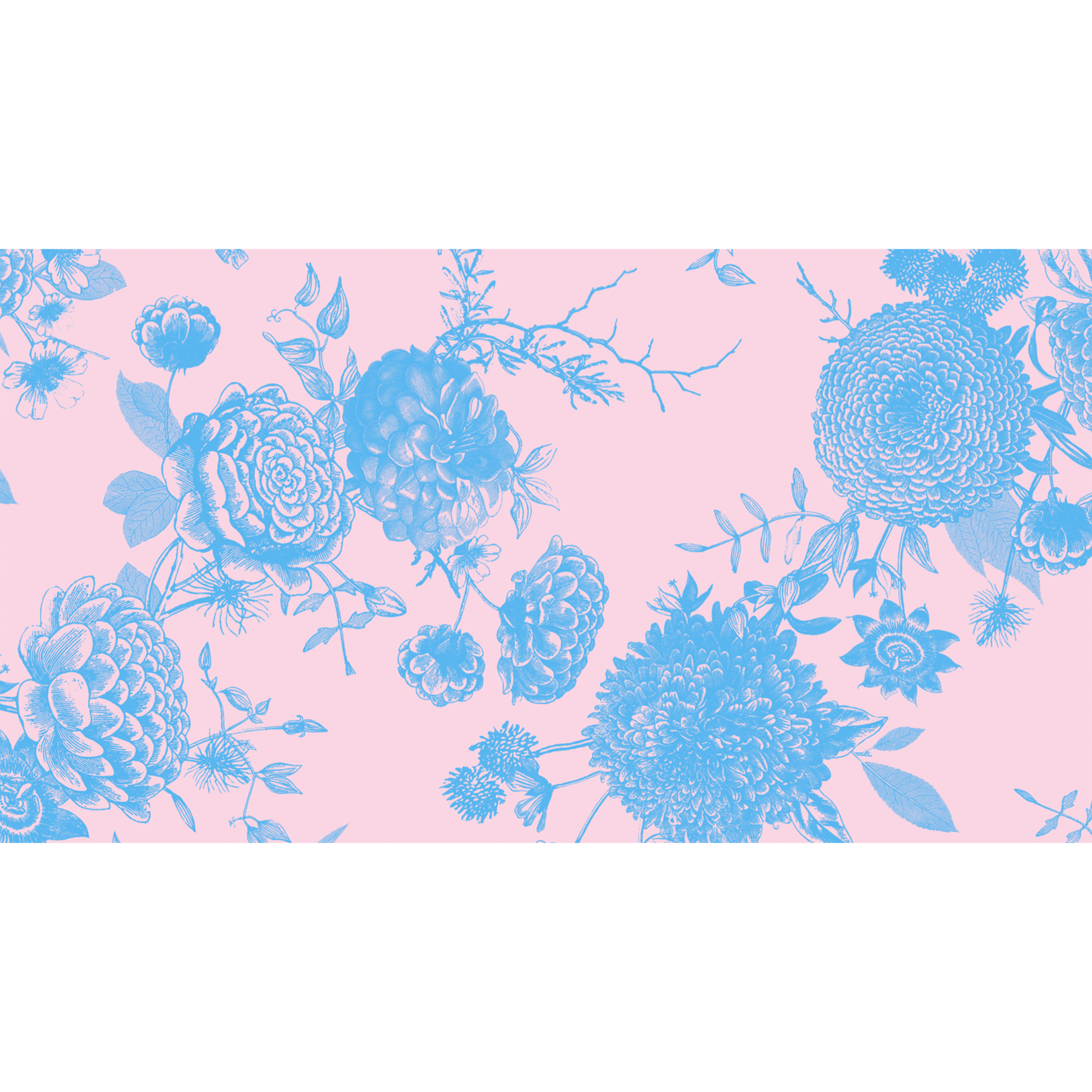 FLOWER EXPLOSION CASHMERE SCARF - LIGHT BLUE/RED