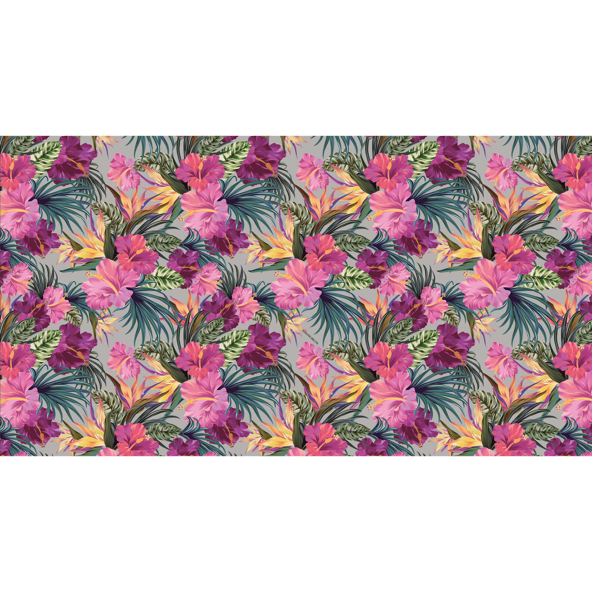 HIBISCUS CASHMERE SCARF - GREY