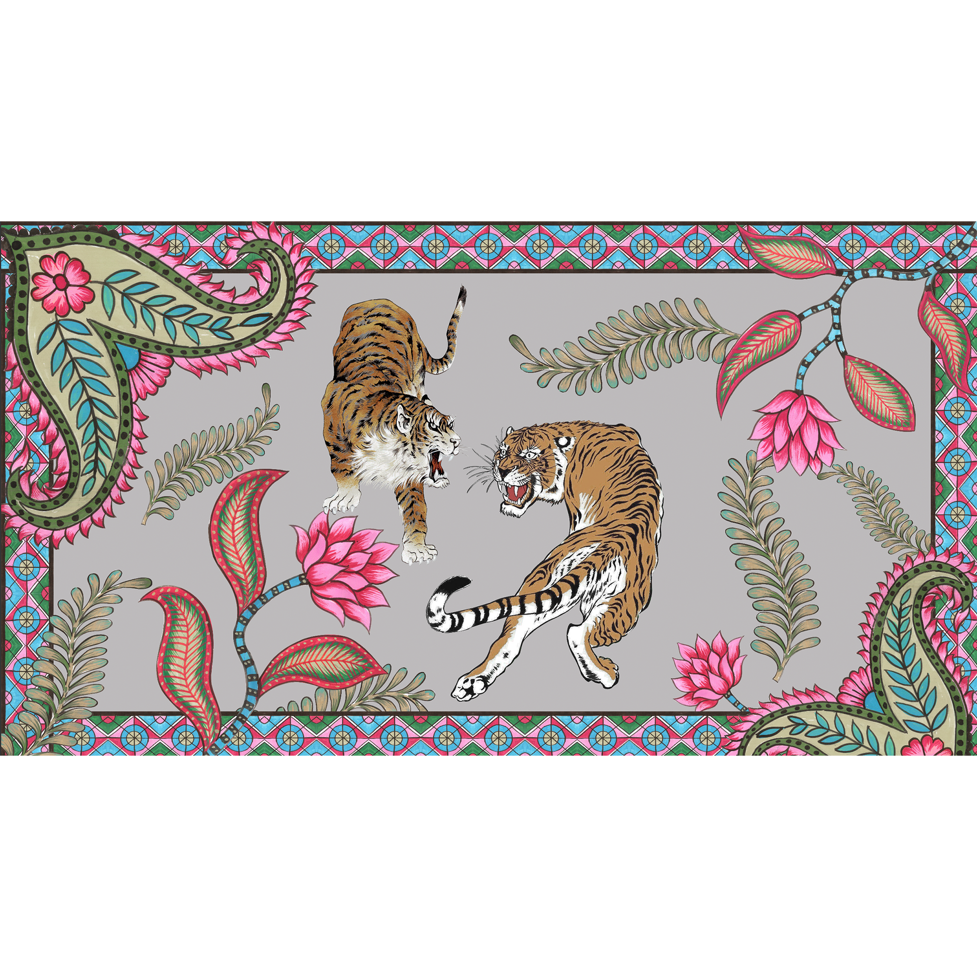 TIGER & JUNGLE CASHMERE SCARF LARGE