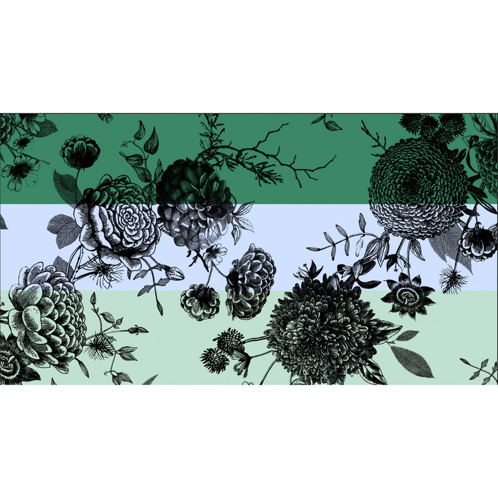 FLOWER EXPLOSION 3 COLOR FELTED CASHMERE SCARF - BLUE/MINT/GREEN
