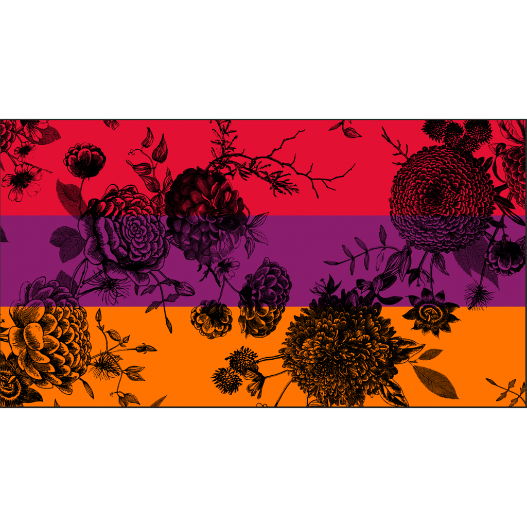 FLOWER EXPLOSION 3 COLOR FELTED CASHMERE SCARF - PINK/PURPLE/JELLO