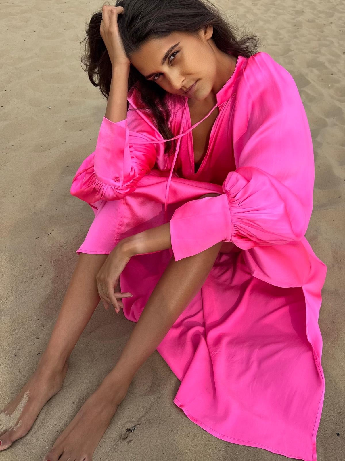 PLAIN SARA DRESS SILK STRETCH