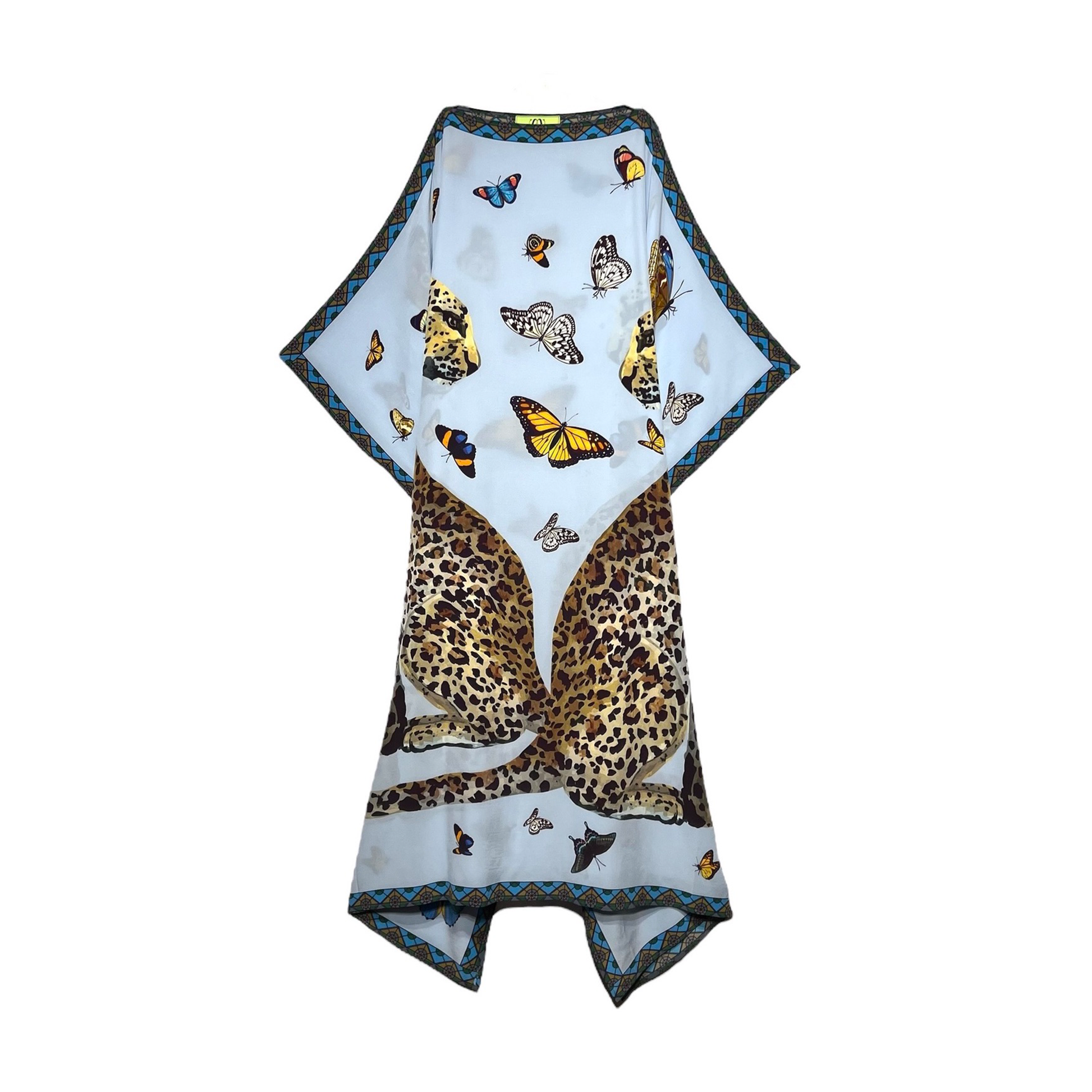LEO & BUTTERFLY SILK TUNIC - LIGHT BLUE
